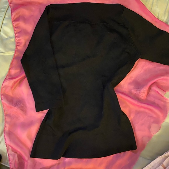 Black boat neck 3/4 sleeve slim t-shirt - Picture 3 of 6